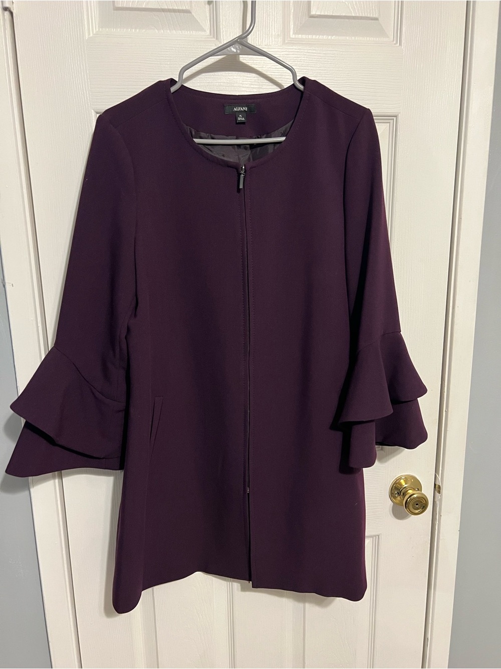 Alfani Plum Purple Ruffle-Sleeve Blazer Jacket